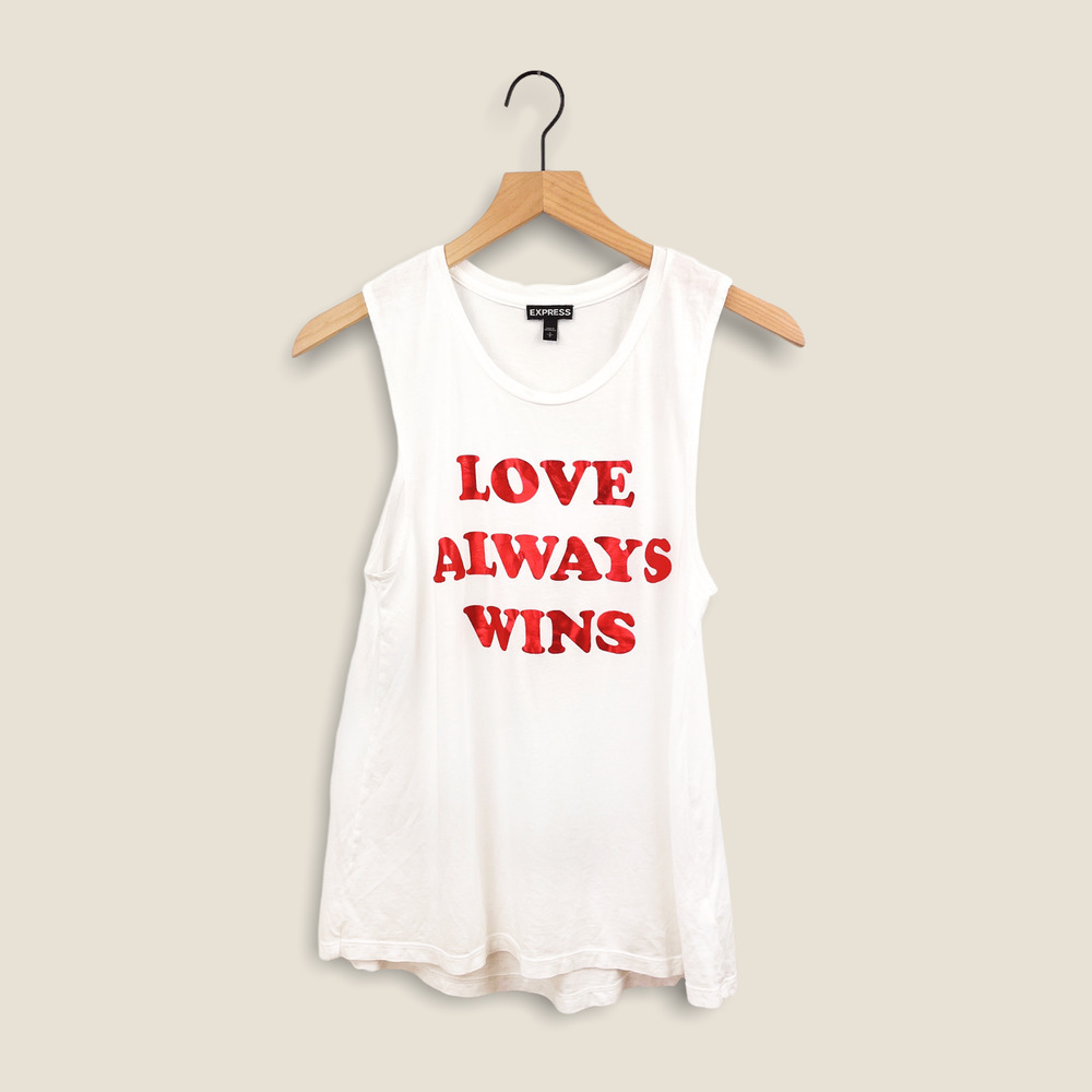 Express Love Always Wins Muscle Swing Tank, S